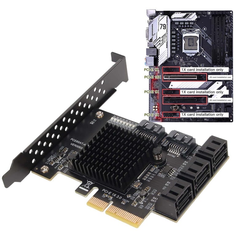 Ashata Controller PCI Express Expansion Card, SATA Card 8 Port Support Hot Swappable Boot System, Disk PCIE to SATA 3.0 Expansion Board with Short Baffle for - Image 3
